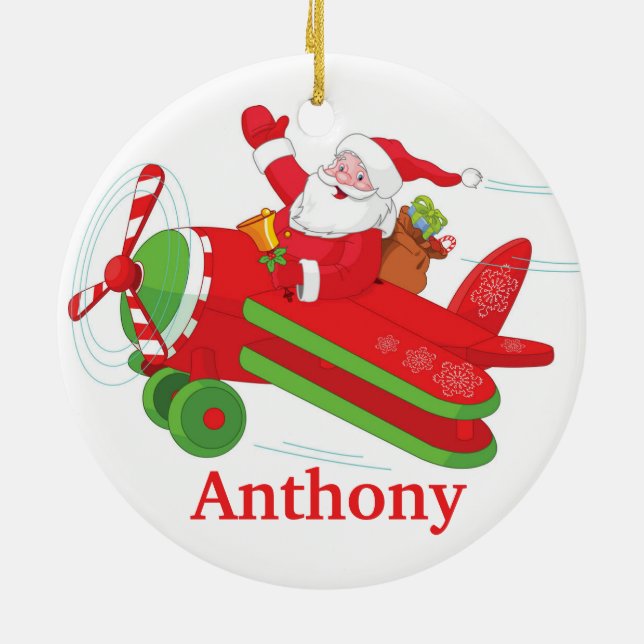 Adorno De Cerámica Personalizado Flying Santa Tree (Atrás)