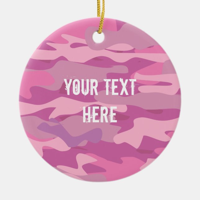 Adorno De Cerámica Personalizado foto de camo del ejército rosa árbol (Frente)