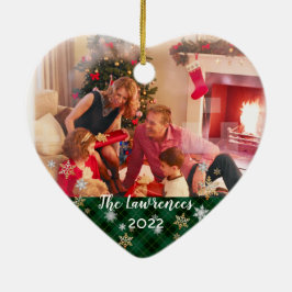 Adorno De Cerámica Personalizado Foto de Green Plaid de dos lados Fel