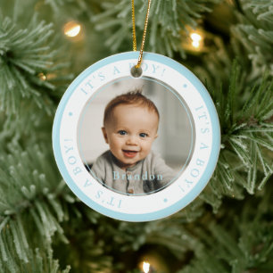 Adorno De Cerámica Personalizado foto de nacimiento con ocasión simpl