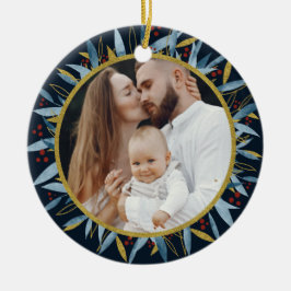 Adorno De Cerámica Personalizado Foto Navidades de Botánica Dorada