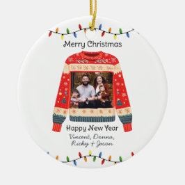 Adorno De Cerámica Personalizado Foto Navidades feos Sweater
