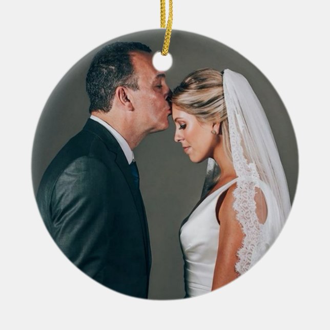 Adorno De Cerámica personalizado foto padre de la novia (Frente)