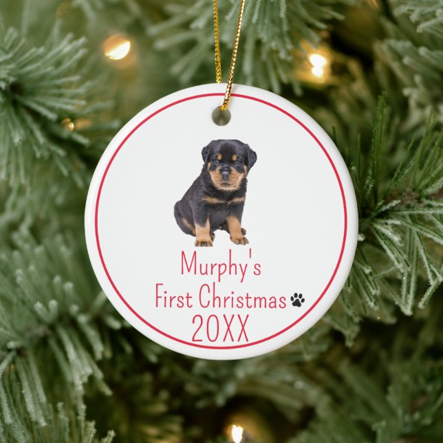 Adorno De Cerámica Personalizado Foto Perros Primera Navidad 20XX (Árbol)