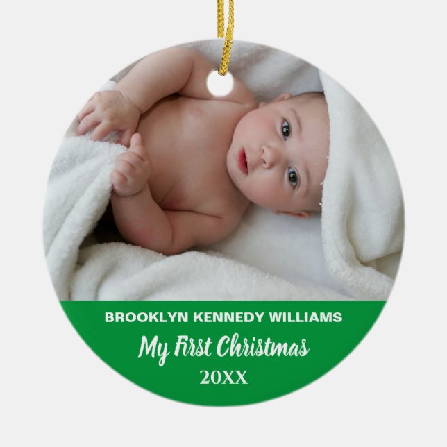 Adorno De Cerámica Personalizado foto Recién nacido lindo recién naci (Frente)