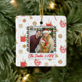 Adorno De Cerámica Personalizado Foto y nombre Navidad Feliz personal