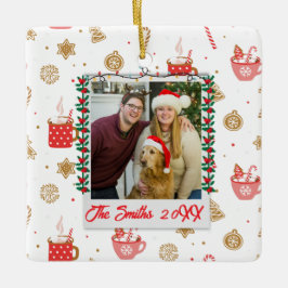 Adorno De Cerámica Personalizado Foto y nombre Navidad Feliz personal