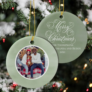 Adorno De Cerámica Personalizado fotográfico de la familia Green Merr