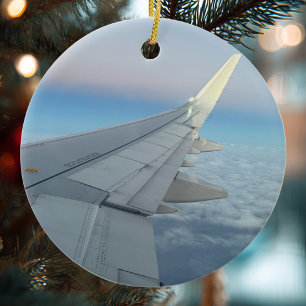 Adorno De Cerámica Personalizado fotográfico de Navidades de aviones 