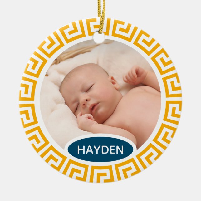 Adorno De Cerámica Personalizado geométrico amarillo moderno (Frente)