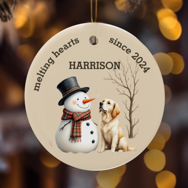 Adorno De Cerámica Personalizado Golden Retriever Heart derritiendo K (Subido por el creador)