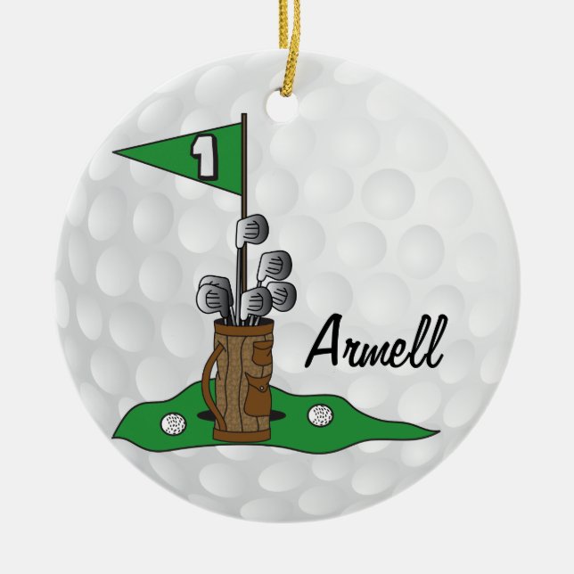 Adorno De Cerámica Personalizado - Golfer 🏌️ ‍ ♀️ sobre el Verde | G (Frente)