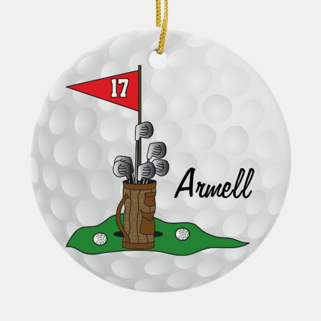 Adorno De Cerámica Personalizado - Golfing 🏌️ ‍ ♀️ en Green | Golf (Frente)