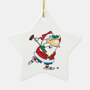 Adorno De Cerámica personalizado gracioso golfista santa claus