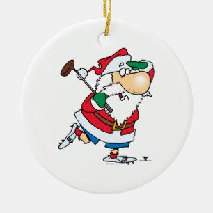 Adorno De Cerámica personalizado gracioso golfista santa claus