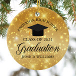 Adorno De Cerámica Personalizado Graduación de Espuma de Oro Monogram<br><div class="desc">Elegante adorno de fino oro brillante para graduación de una escuela secundaria o universitaria. Monograma este hermoso regalo con tu personalizado de alto nivel y clase en el centro.</div>
