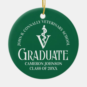 Adorno De Cerámica Personalizado Green Veterinary School Graduation G