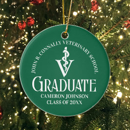 Adorno De Cerámica Personalizado Green Veterinary School Graduation G