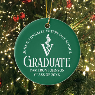 Adorno De Cerámica Personalizado Green Veterinary School Graduation G