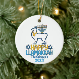 Adorno De Cerámica Personalizado Happy Llamakkah Happy Hanukkah