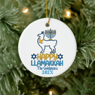 Adorno De Cerámica Personalizado Happy Llamakkah Happy Hanukkah