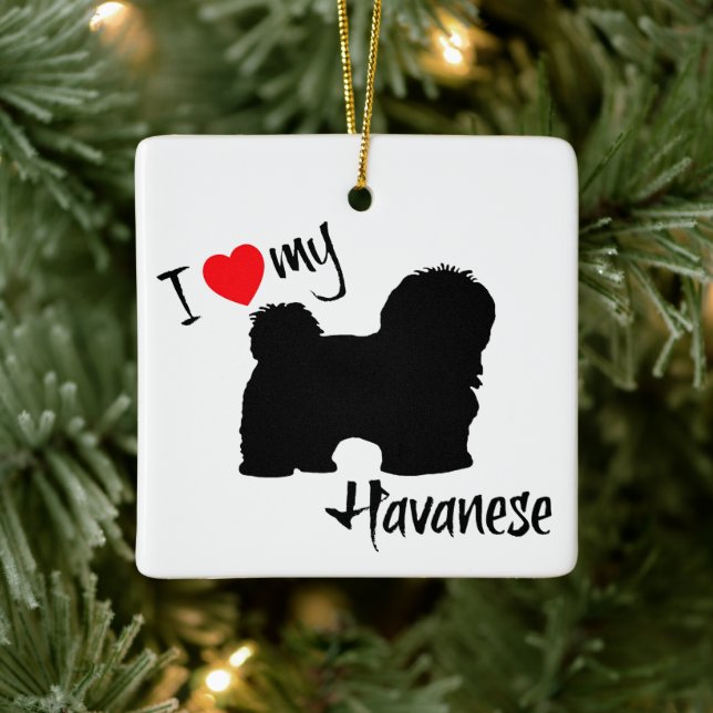 Adorno De Cerámica PERSONALIZADO I Love My Havanese Dog (Árbol)