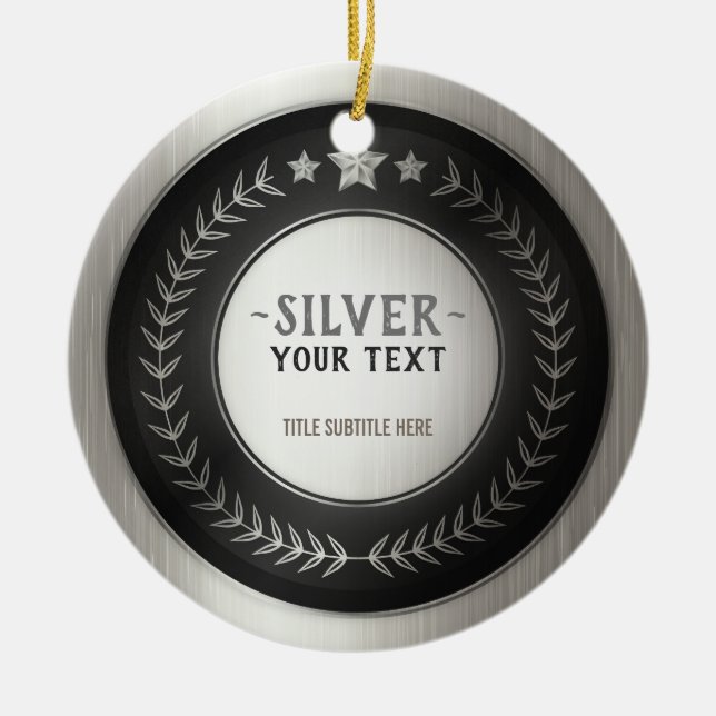 Adorno De Cerámica PERSONALIZADO IMPRIMIR DIY MEDAL Silver AÑADIR TU  (Frente)