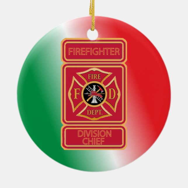 Adorno De Cerámica Personalizado Jefe de la División de Bomberos (Atrás)
