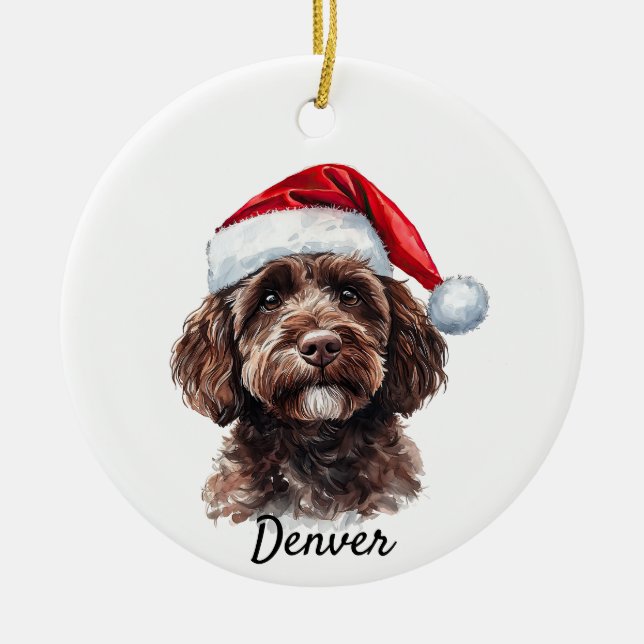 Adorno De Cerámica Personalizado Labradoodle (Frente)