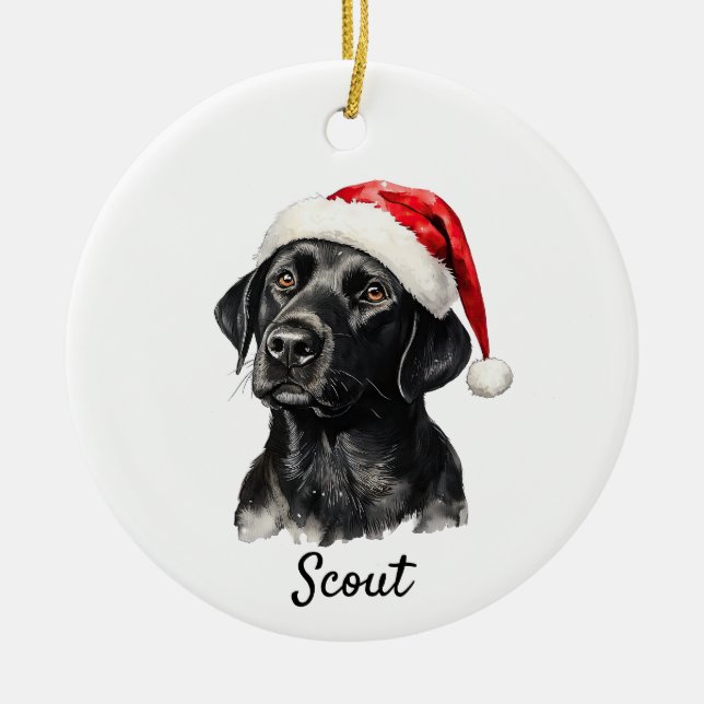 Adorno De Cerámica Personalizado Labrador Negro (Frente)
