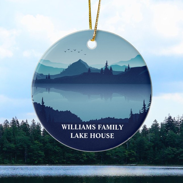 Adorno De Cerámica Personalizado Lake House Familia Hogar Navidades A (Subido por el creador)