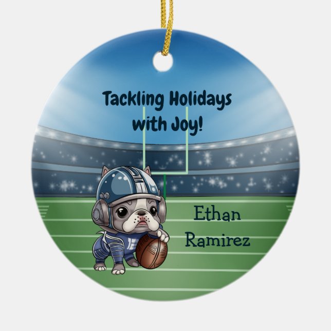 Adorno De Cerámica Personalizado lindo bulldog francés vacaciones de  (Frente)