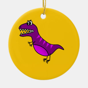 Adorno De Cerámica Personalizado lindo enojado de dinosaurio morado