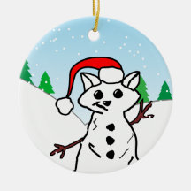 Personalizado lindo gato Snowman vacaciones de inv
