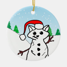 Adorno De Cerámica Personalizado lindo gato Snowman vacaciones de inv