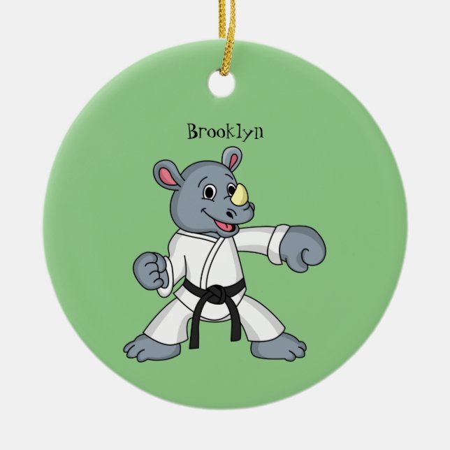 Adorno De Cerámica Personalizado lindo rhino kung fu personalizado (Frente)