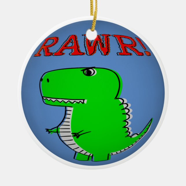 Adorno De Cerámica Personalizado lindo y enojado T-Rex RAWR (Frente)