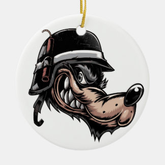 Adorno De Cerámica Personalizado lobo con dinamita en su casco alemán