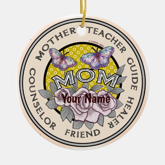 Adorno De Cerámica Personalizado Madre amiga Ornament (Frente)