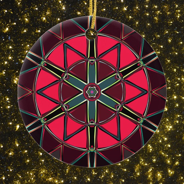 Adorno De Cerámica Personalizado Mandala rojo y verde (Subido por el creador)