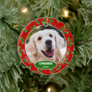 Adorno De Cerámica Personalizado Mascota Cute Foto Primer Navidad En 
