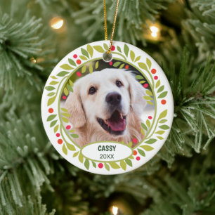 Adorno De Cerámica Personalizado Mascota Cute Foto Primer Navidad En 