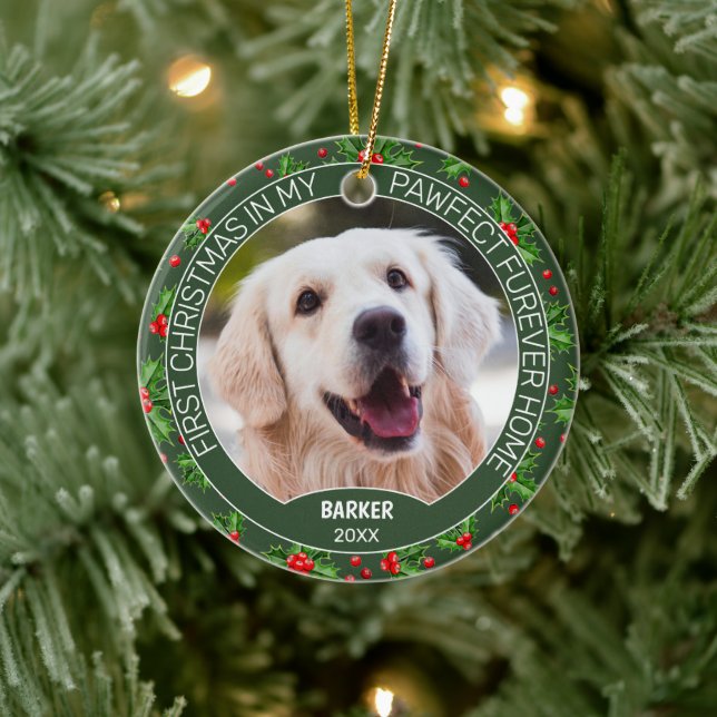 Adorno De Cerámica Personalizado Mascota Cute Foto Primer Navidad En  (Árbol)