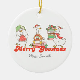 Adorno De Cerámica Personalizado Merry Goosemas Ornament