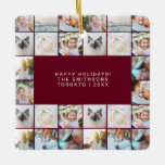 Adorno De Cerámica Personalizado Mínimo Sencillo Cuadrícula de Collag<br><div class="desc">Personalizado Mínimo Sencilla Cuadrícula De Collage de fotos Borgoña Elegante Familia Navidades Cerámica Ornamento</div>