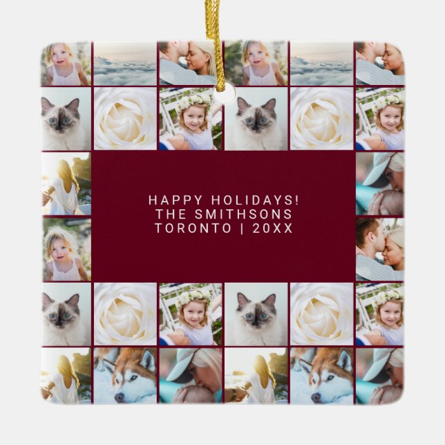 Adorno De Cerámica Personalizado Mínimo Sencillo Cuadrícula de Collag (Anverso)