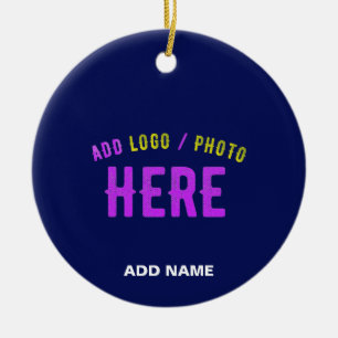 ADORNO DE CERÁMICA PERSONALIZADO MODERNO ELEGANTE NAVY AZUL VERIFICAD