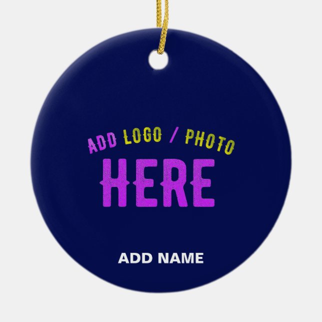 ADORNO DE CERÁMICA PERSONALIZADO MODERNO ELEGANTE NAVY AZUL VERIFICAD (Frente)