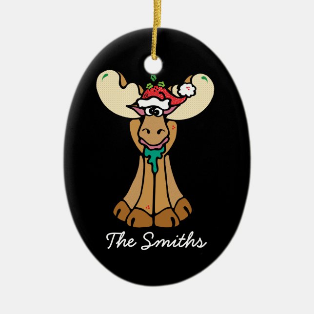 Adorno De Cerámica Personalizado Moose de Navidades personalizados (Frente)