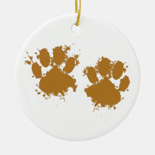Adorno De Cerámica Personalizado Muddy Dog Paw Print